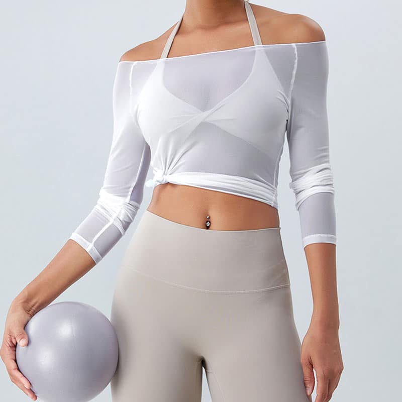 Long sleeve mesh workout top