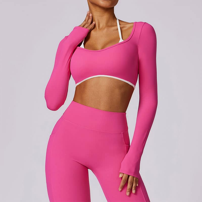 Long sleeve crop top workout shirts