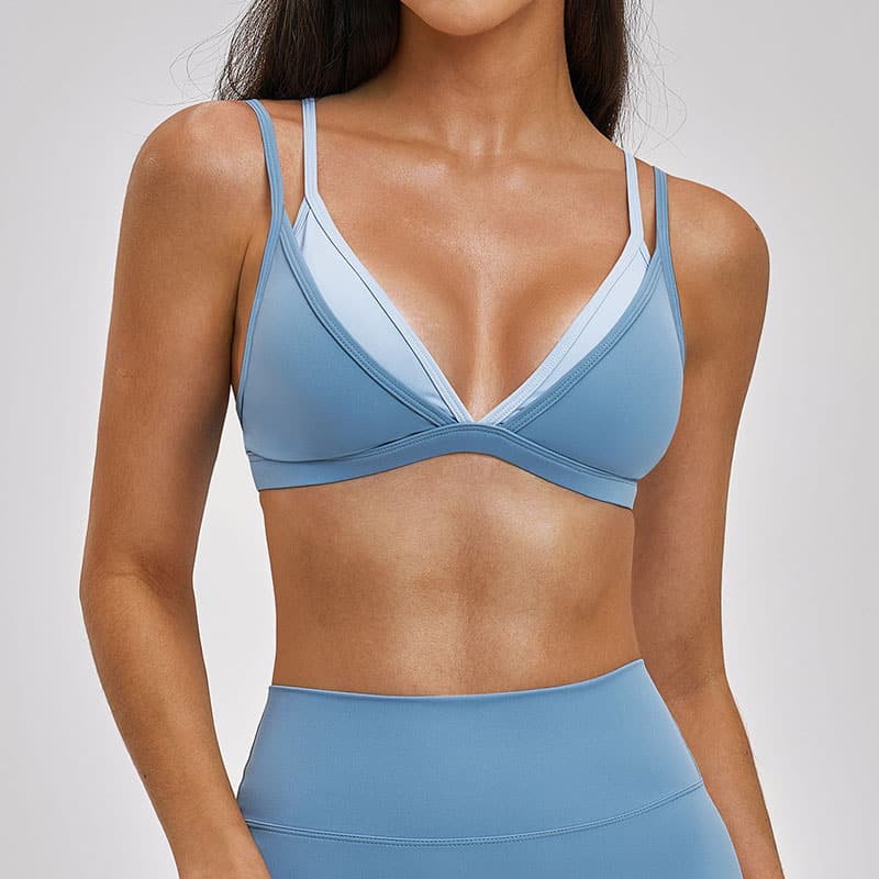 Color Block Fake Two-Piece Yoga Bra