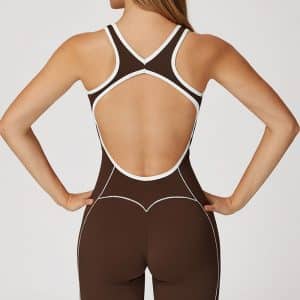 Cutout Back Ruched Butt Lifting Flare Yoga Jumpsuit