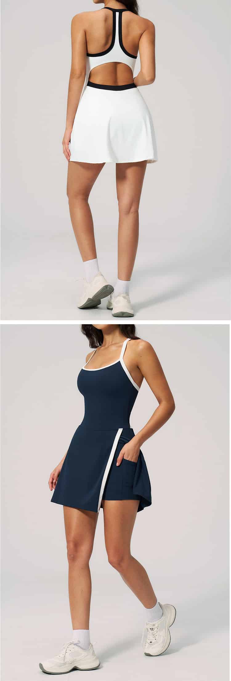 The dress is equipped with removable bra pads for customizable support