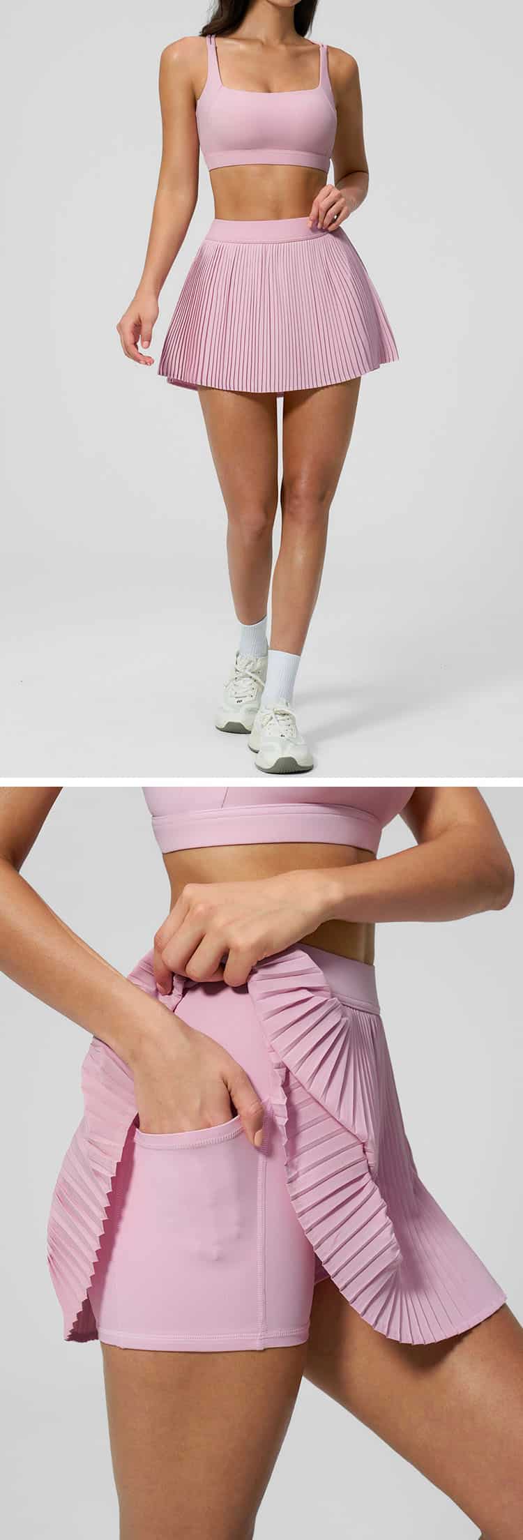 concealing problem areas while adding a playful, feminine touch to your workout look