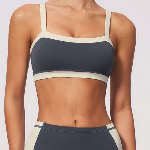 Breathable Sweat-Wicking Yoga Bra with Contrast Binding Cups