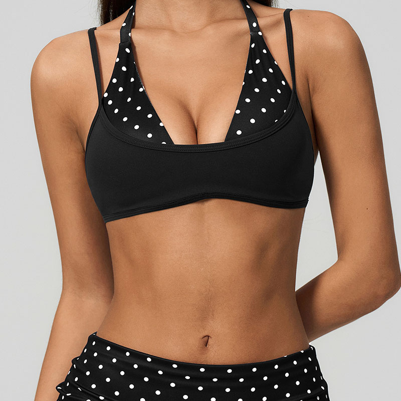 Fake Two-Piece Yoga Bra Color Contrast Beauty Back Halter Sports Bra