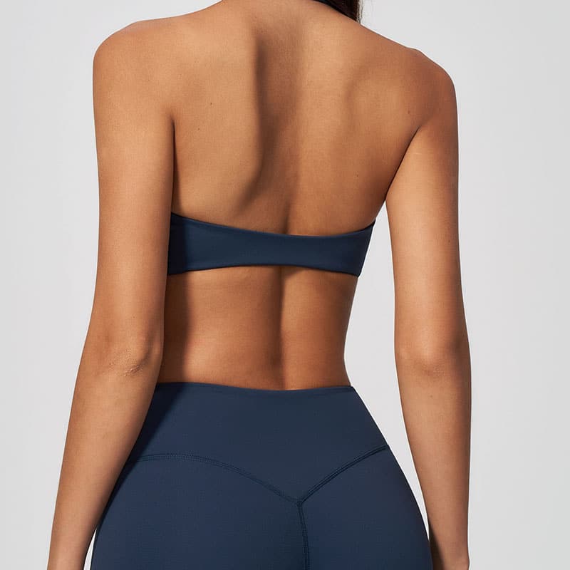 Halter V-Neck Yoga Bra, Cutout Open Back Sports Bra Breathable Slim Fitness Activewear for Women