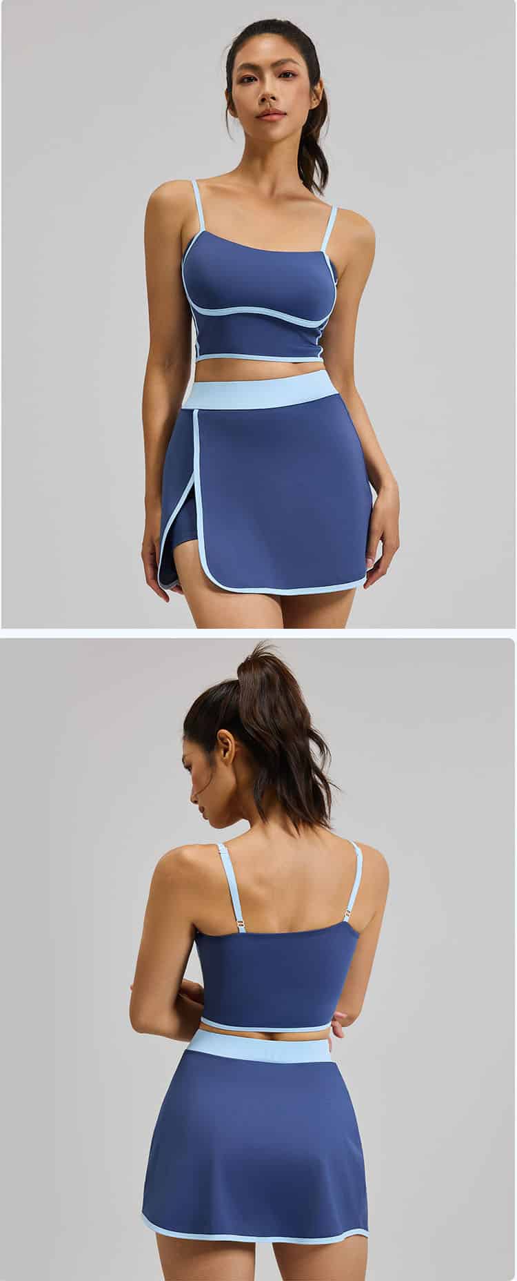 Matched with high-waist linear sports capri pants