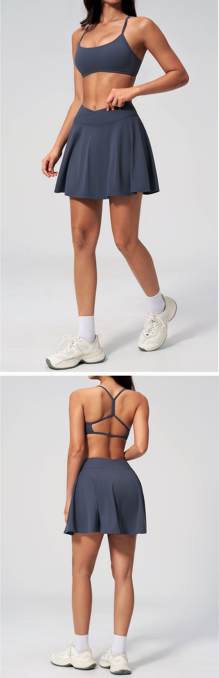 The fashionable hollow out beautiful back design is the biggest highlight of this yoga set