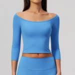Three-Quarter Sleeve Yoga T-Shirt, Tight Waist-Cinching Workout Top, Two-Way Wear Breathable Activewear for Pilates Sports Training