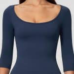 Three-Quarter Sleeve Yoga Wear, Slim Fit Waist Cinching Workout Top, Stretchy Breathable Pilates Training Activewear for Women