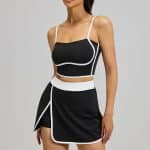 Women Summer Linear Sports Set, Anti-exposure Halter Yoga Outfit High Waist Hip Lifting Tracksuit