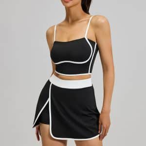 Women Summer Linear Sports Set, Anti-exposure Halter Yoga Outfit High Waist Hip Lifting Tracksuit