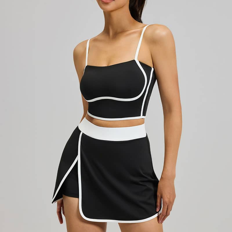 Women Summer Linear Sports Set, Anti-exposure Halter Yoga Outfit High Waist Hip Lifting Tracksuit