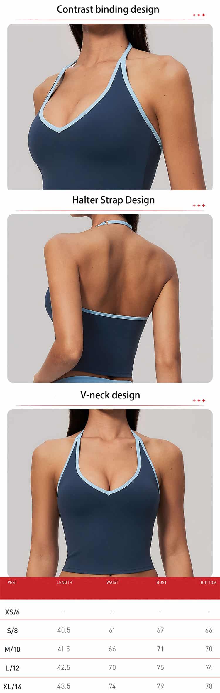 Adopted exquisite contrast color binding design on the neckline and edges