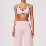 Color Block Open Back Sports Bra, V-Neck Removable Pads Yoga Bralette, Stylish Outerwear Workout Intimates for Women