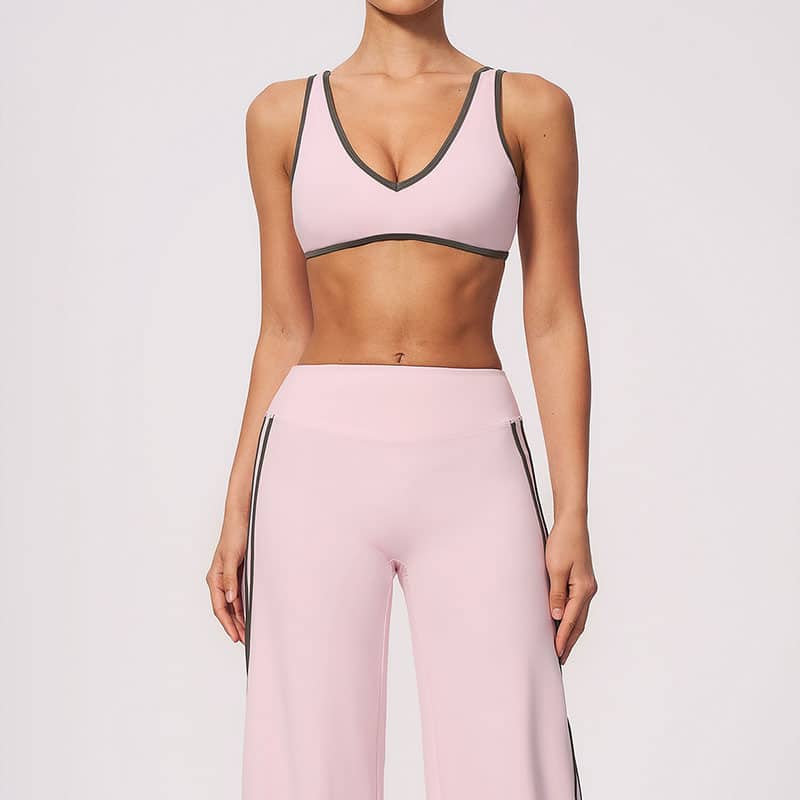 Color Block Open Back Sports Bra, V-Neck Removable Pads Yoga Bralette, Stylish Outerwear Workout Intimates for Women
