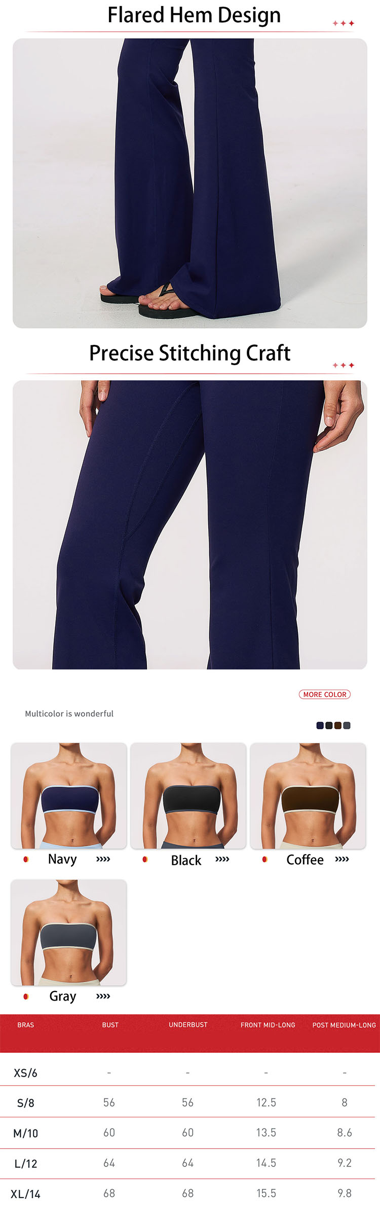 Matching high-waisted yoga pants feature a trendy color-blocked folded waistband design
