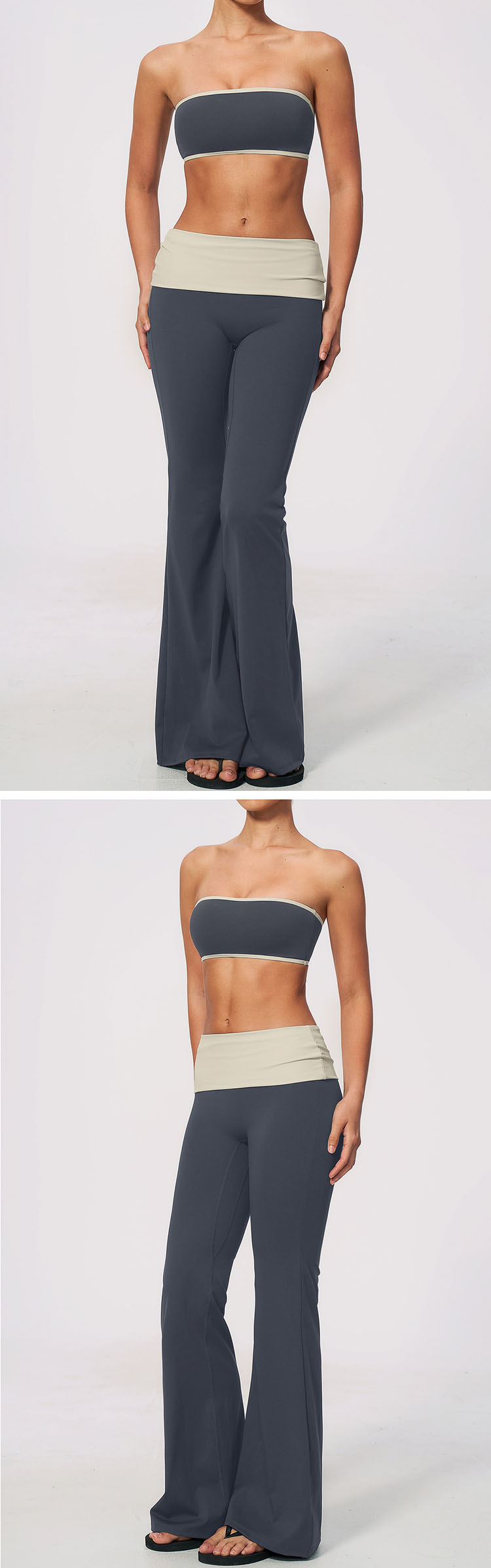 the stylish flared hem gently widens from the calf, perfectly modifying leg lines