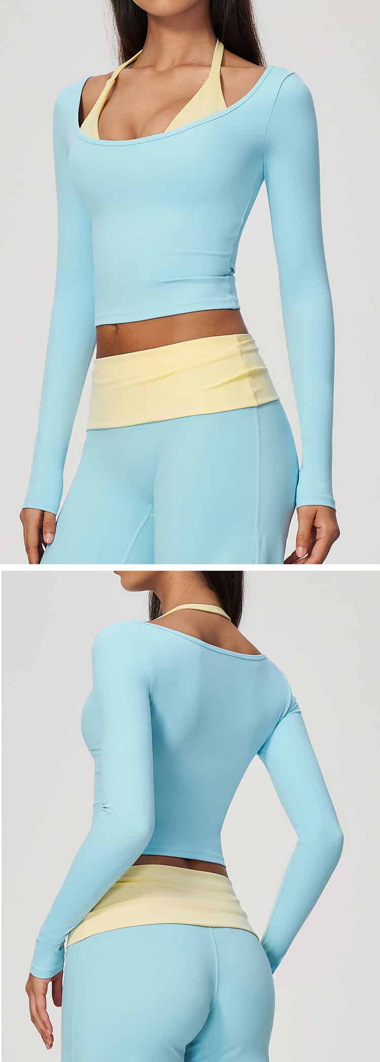 this fake two-piece halter top is a must-have fashionable and functional staple for every fitness lover