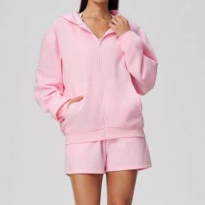 Autumn Winter American Hooded Sweatshirt, Loose Thickened Full-Zip Casual Sports Fitness Jacket for Women