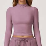 Quick Dry Fitness Long Sleeve Top, High Neck Tight Versatile Outer Wear Yoga Shirt for Women