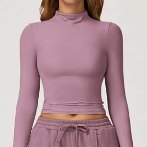 Quick Dry Fitness Long Sleeve Top, High Neck Tight Versatile Outer Wear Yoga Shirt for Women