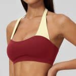 Color Block Halter Sports Bra, Stylish Backless Beauty Back Yoga Bra for Women