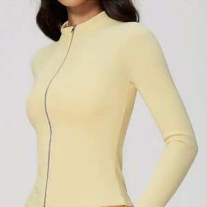 High Stretch Zipper Stand Collar Fitness Outwear for Women