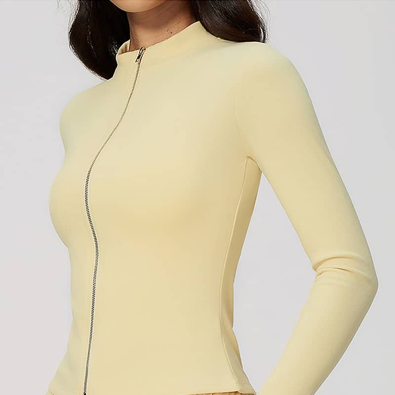 High Stretch Zipper Stand Collar Fitness Outwear for Women
